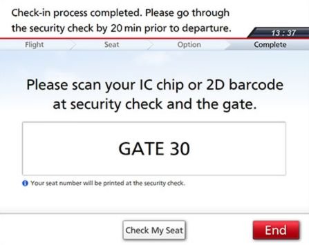 check in at a self-service kiosk