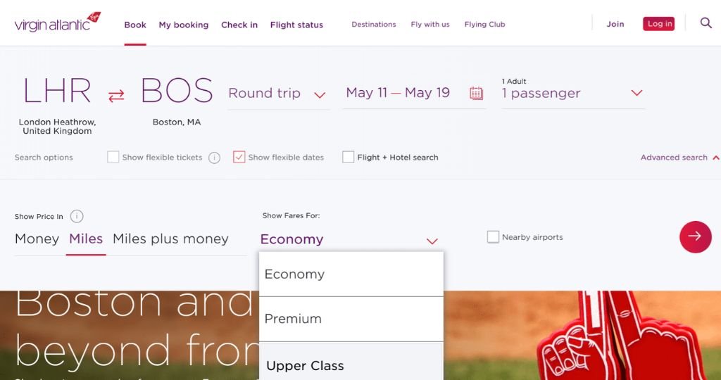 Virgin Atlantic Paid Upgrade